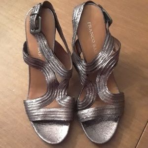 Bronze metallic high heel sandals